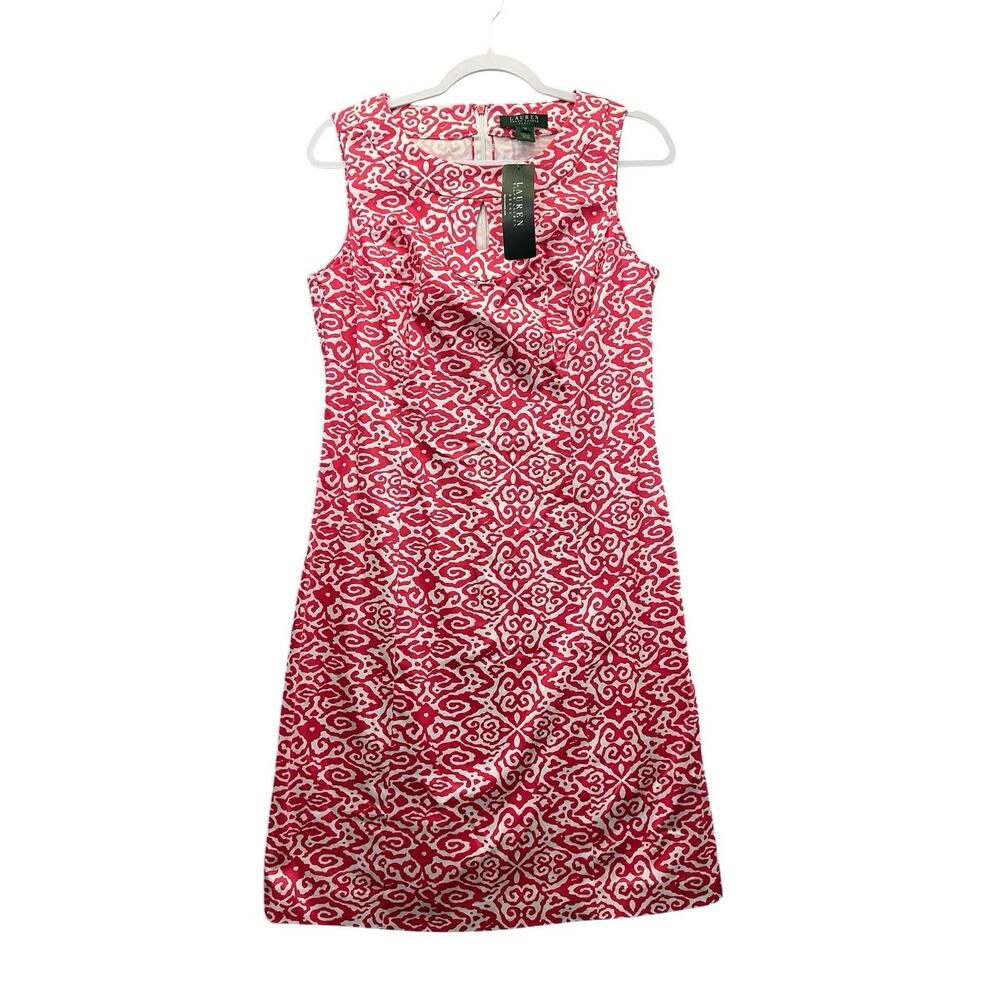 Lauren Ralph Lauren Womens Size 10 Sleeveless Shift Dress Coral White Floral New